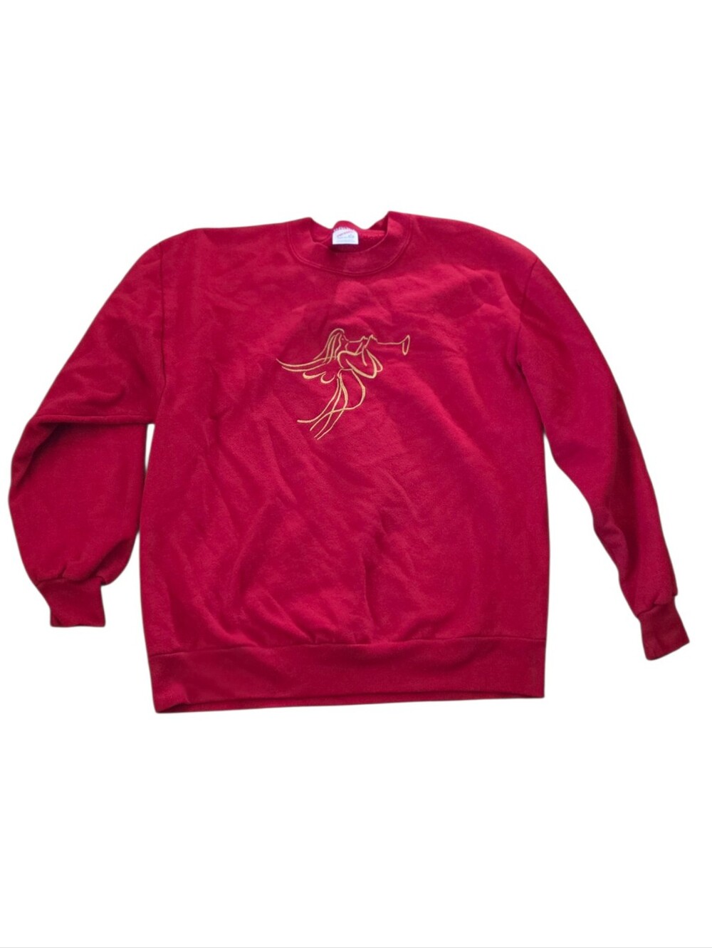 Jerzees Red Crewneck Sweatshirt with Gold Tree Graphic